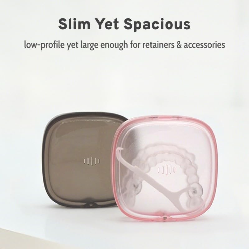 Maobuli Transparent Slim Retainer Case, Small Aligner Box Small, Clear Pink