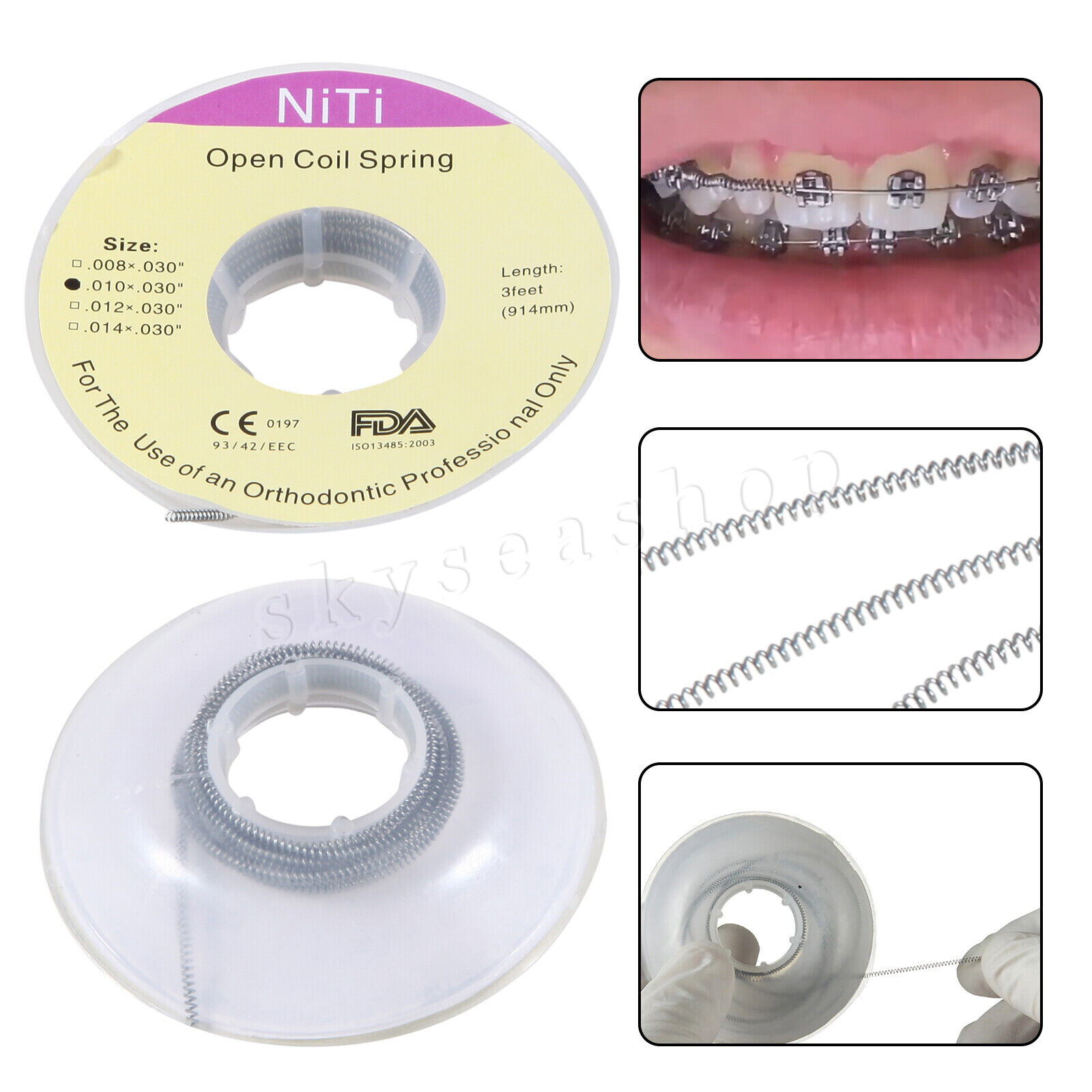 10 Roll Dental Orthodontic Niti Open Coil Spring Spool Dia.010 *030 ” inch 914mm