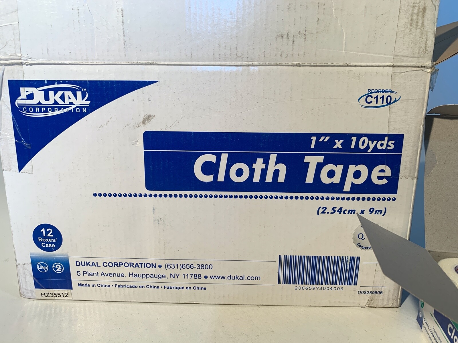 ONE (1) CASE – 144PCS DUKAL C110 Cloth Tape Rolls 1″ x 10 yds NON-STERILE