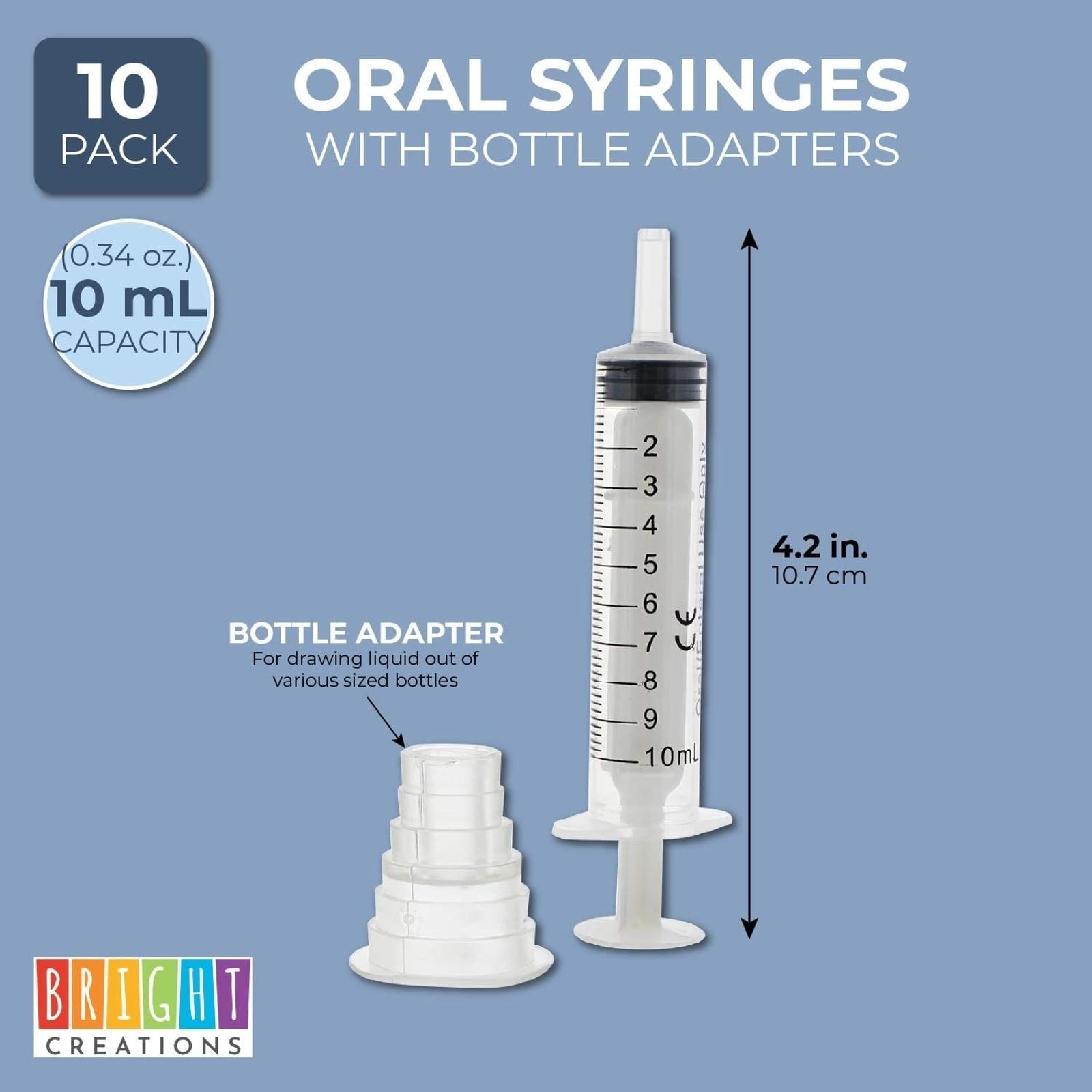 Bright Creations Oral Medicine Syringes with Bottle Adapter – 11 Piece Set
