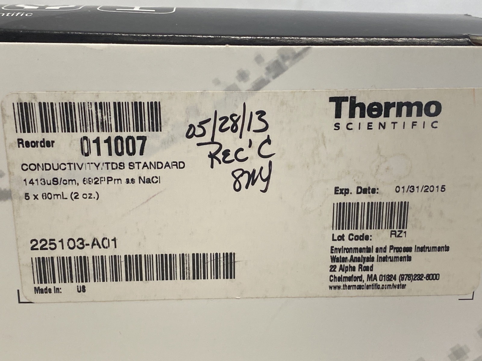 NOS (5/Pk) THERMO ORION Conductivity TDS Standard Solution 5x60mL 011007