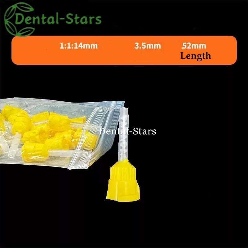 Dental Mixing Tips Impression HP Tips Yellow Short 5.0mm (1:1) 50Pcs/Bag