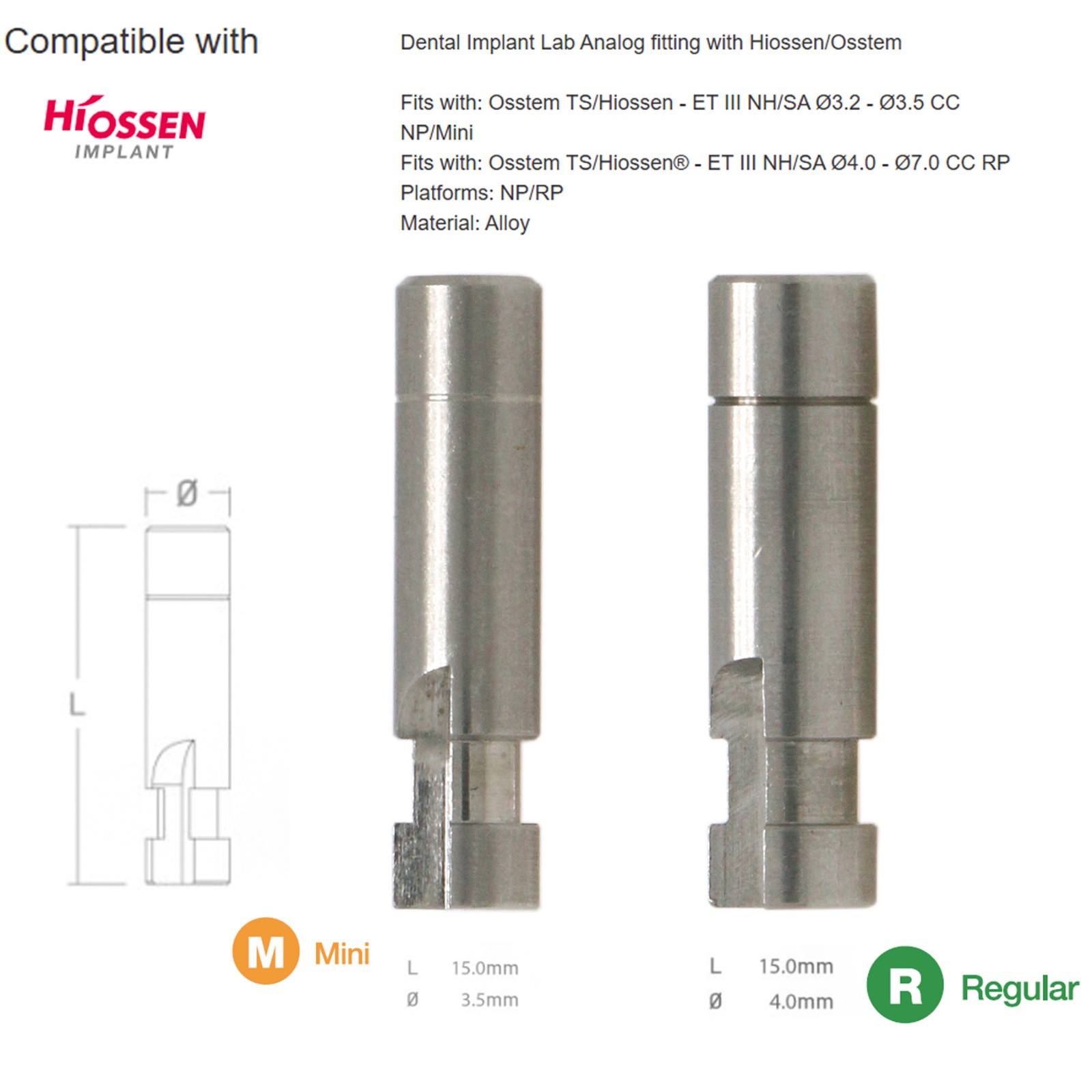 CAD/CAM 3D Implant Lab Analog Sinus lift temporary abutment Fits Hiossen/osstem