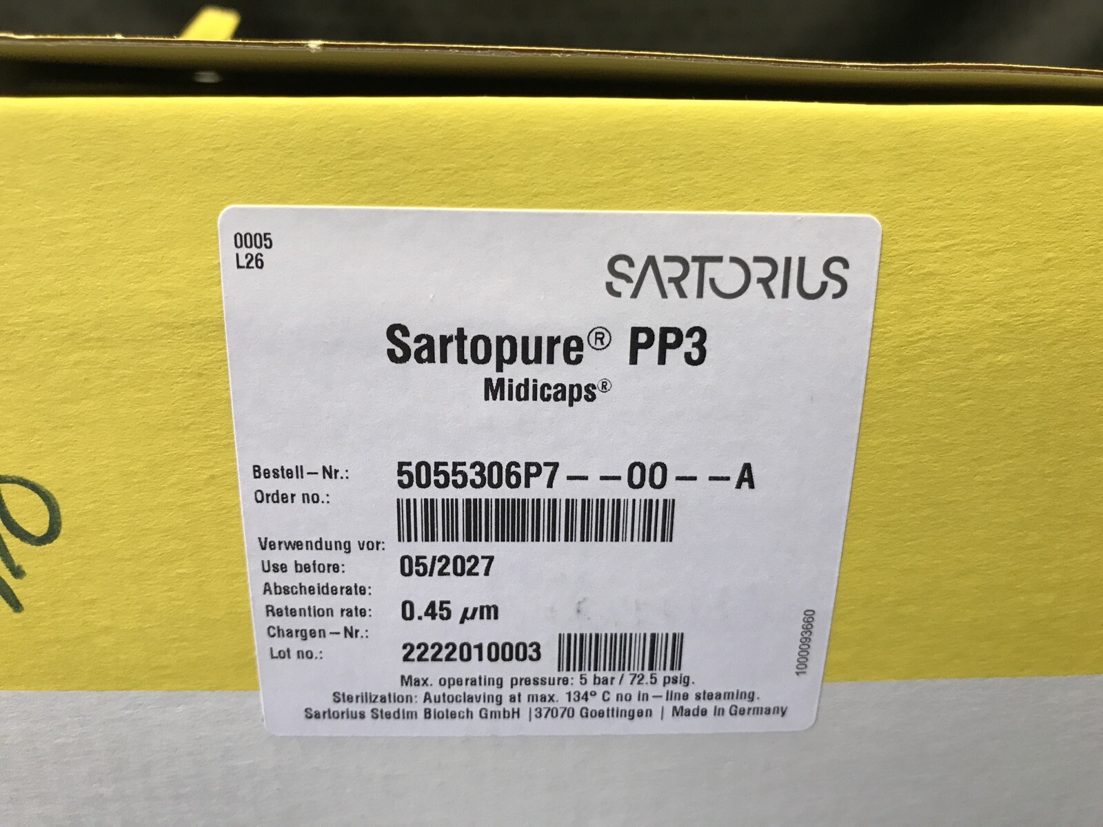 (4/Pk) SARTORIUS Sartopure PP3 Midicaps 0.45um Size 7 5055306P7-00-A