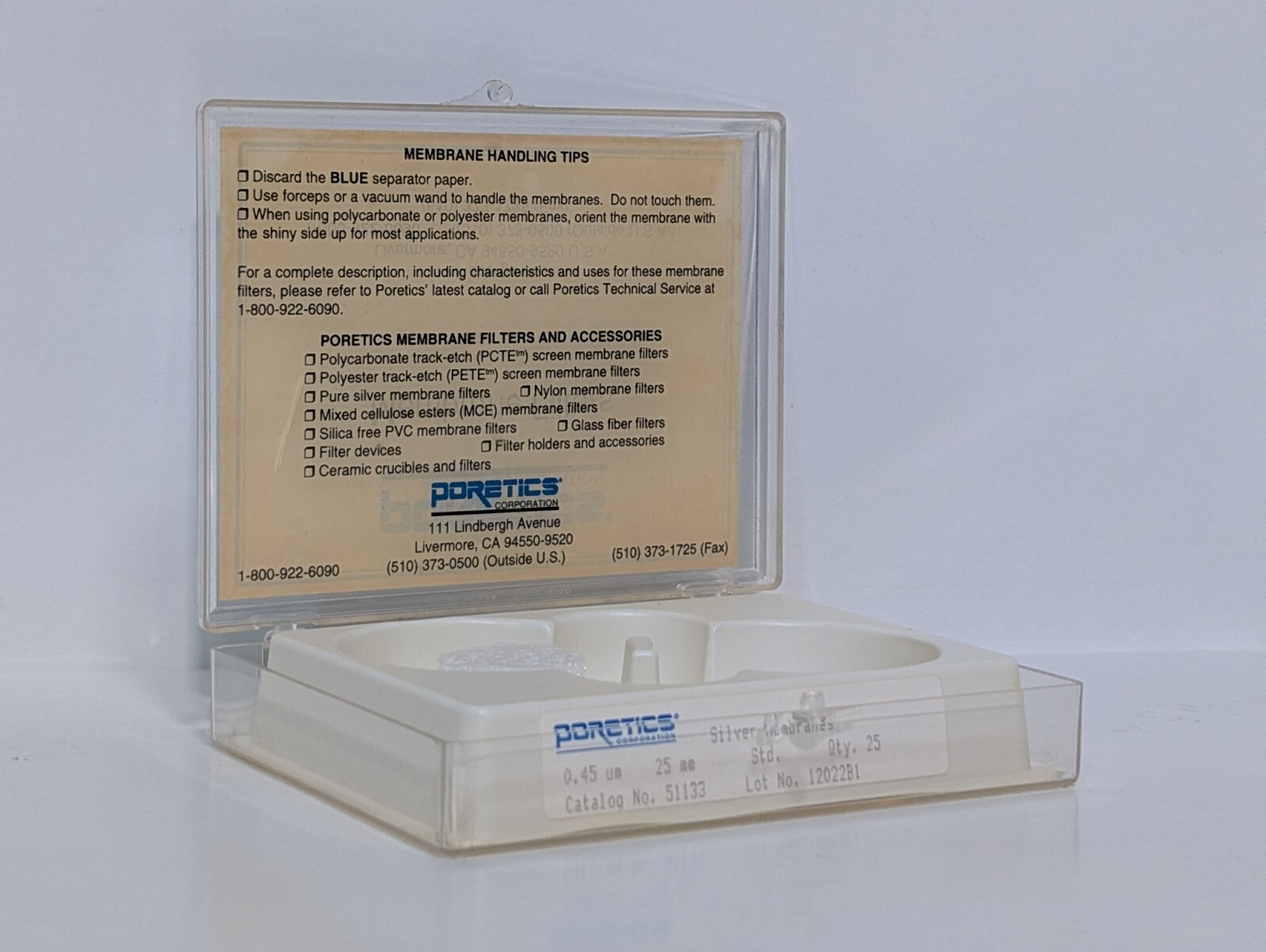 Poretics Corp. 51133 Silver Membrane Filter Discs, 25mm, 0.45μm