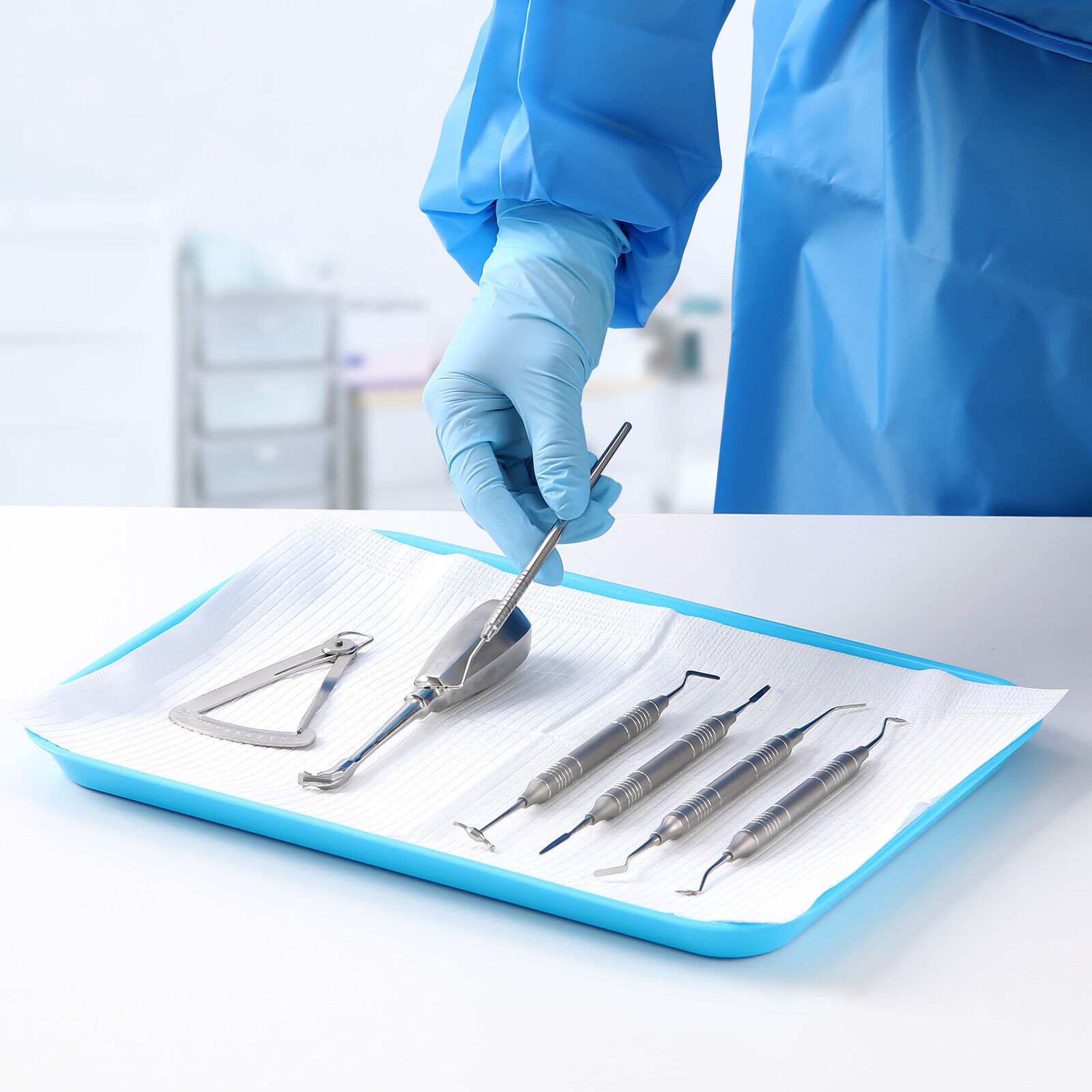 Dental Flat Plastic Tray Size B Autoclavable Instrument Set Up 13.25″ x 9.75″