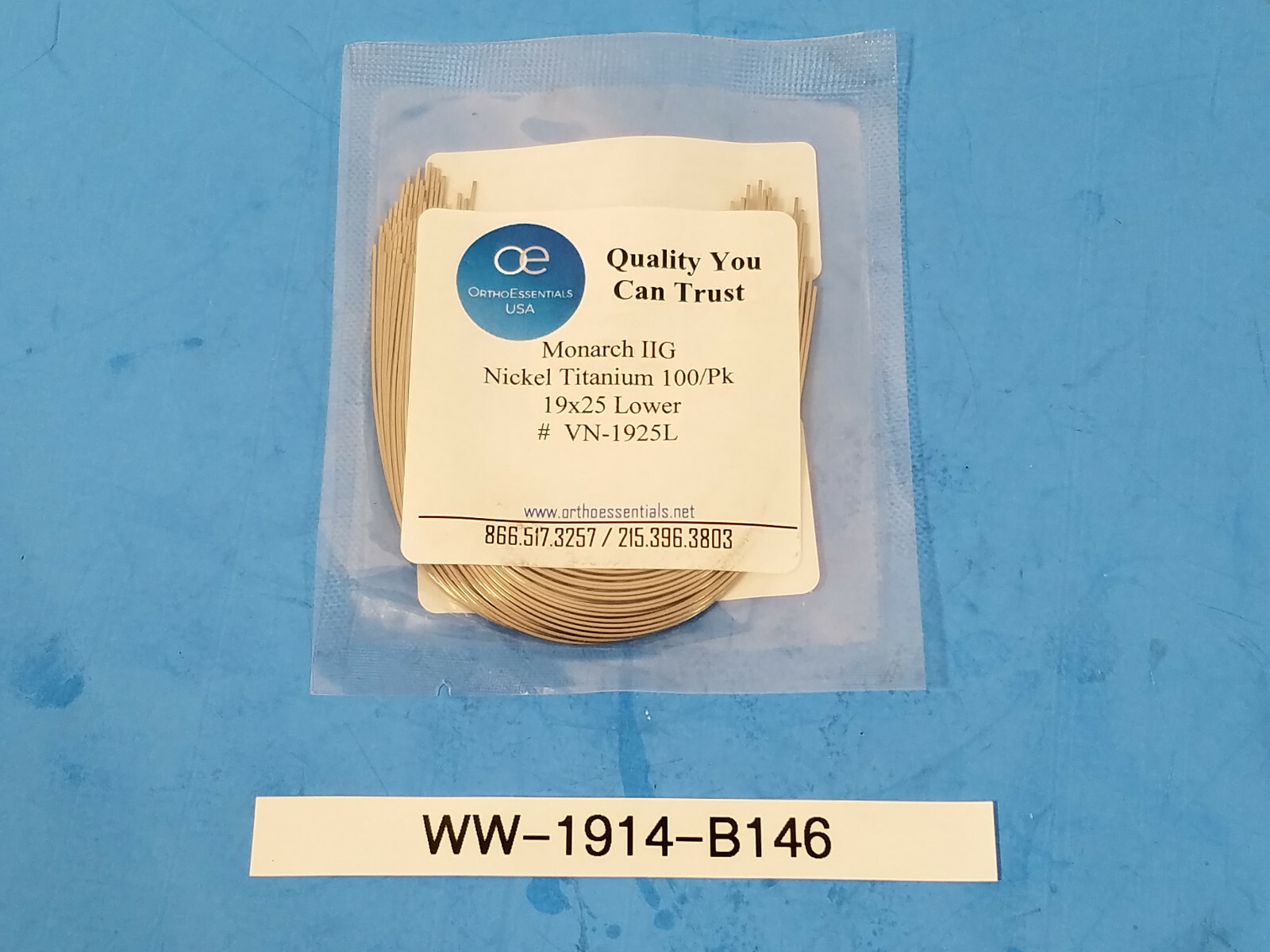 OrthoEssentials Monarch IIG VN-1925L Nickel Titanium 19X25 Lower 100/Pk
