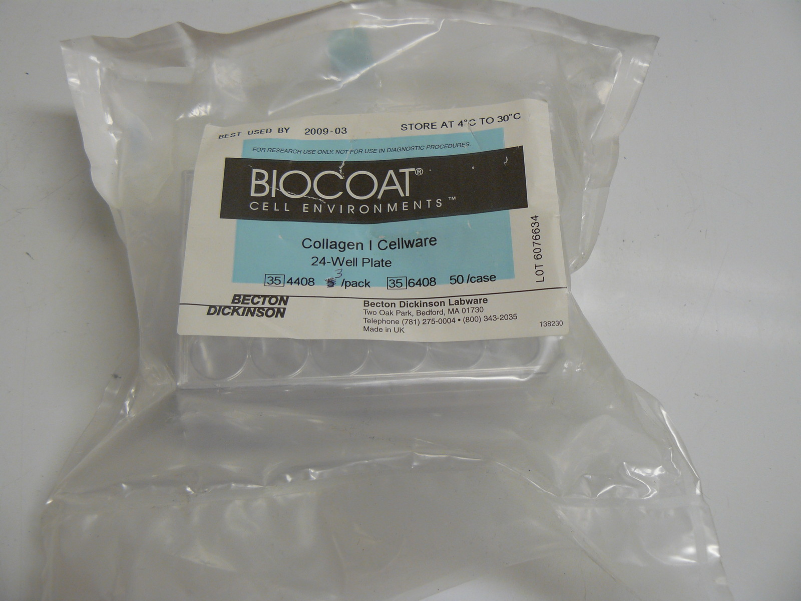 NEW BECTON DICKINSON BIOCOAT 354408 24-WELL CLEAR PLATES (3 PK)