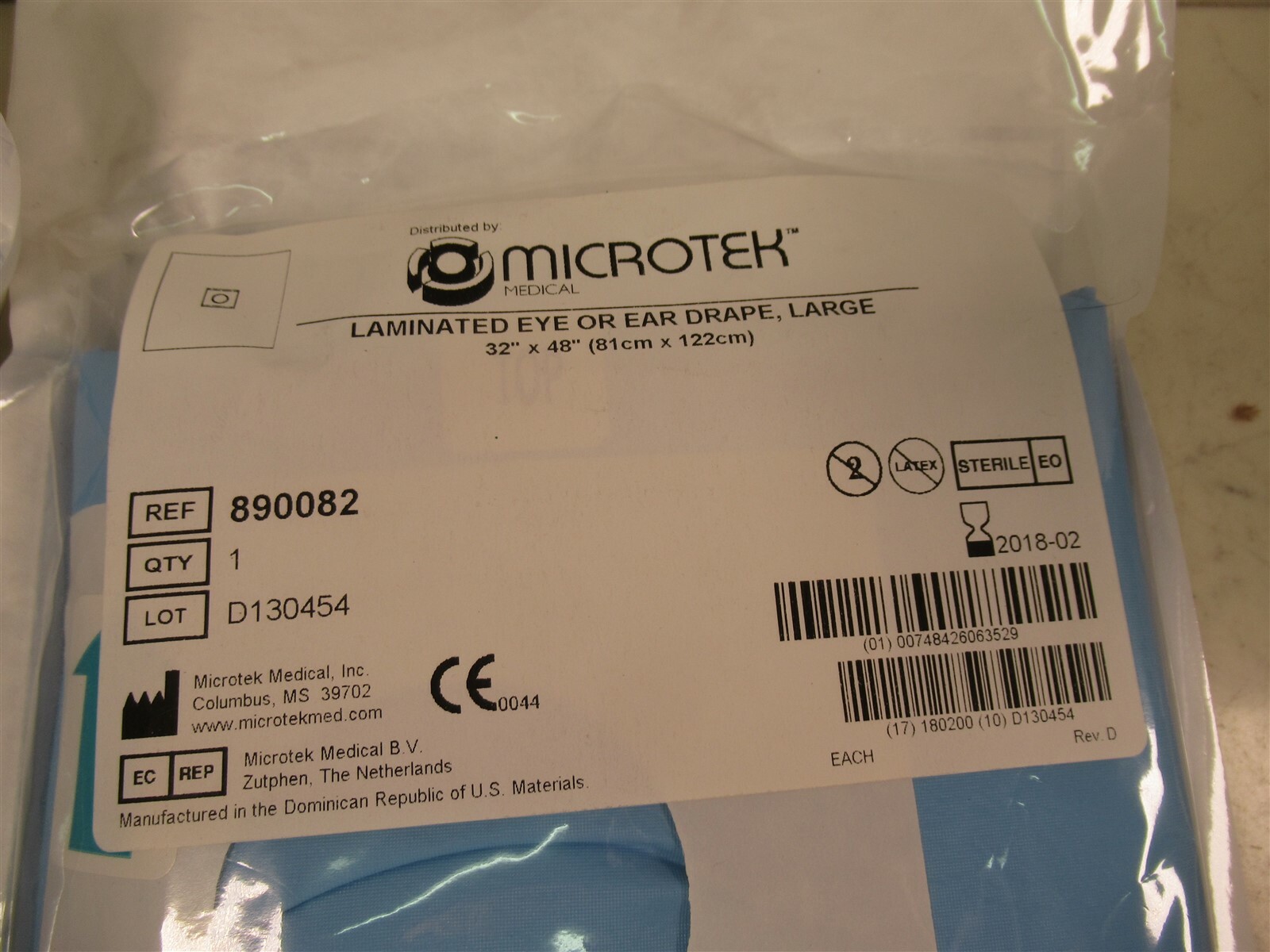 Lot of 2 Microtek Laminated Eye or Ear Drape Large 32″ x 48″ 890082
