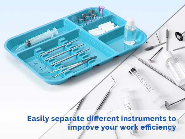JMU Dental Divided Tray Autoclave Instrument Set Up Trays Plastic 13.38″ X 9.63″