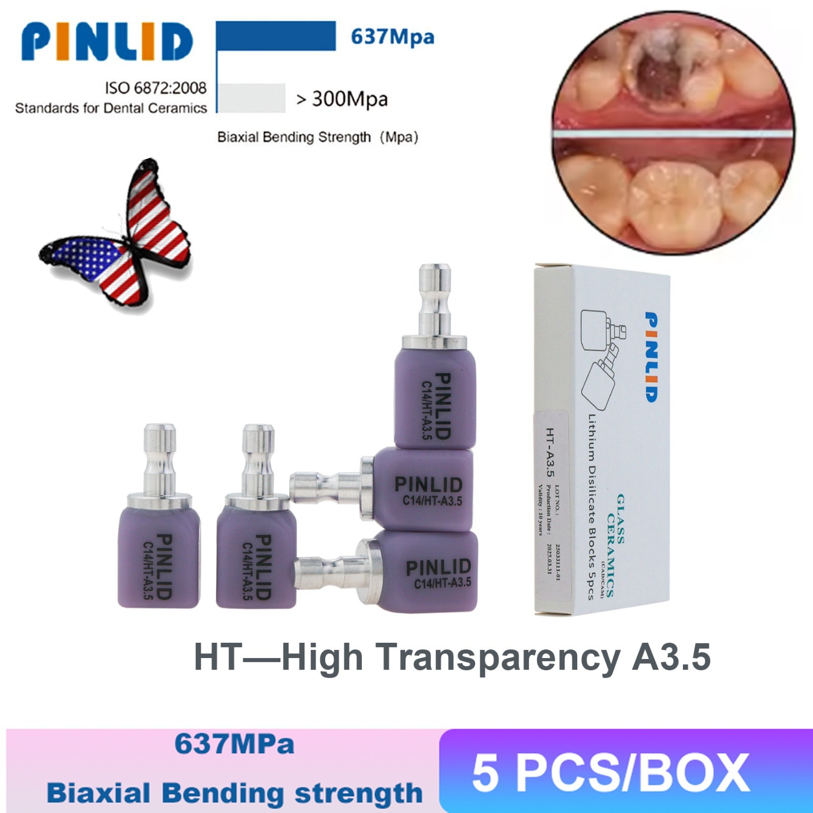Lithium Disilicate C14 Dental Lab Glass Ceramic Blocks HT CAD CAM Cerec Veneer