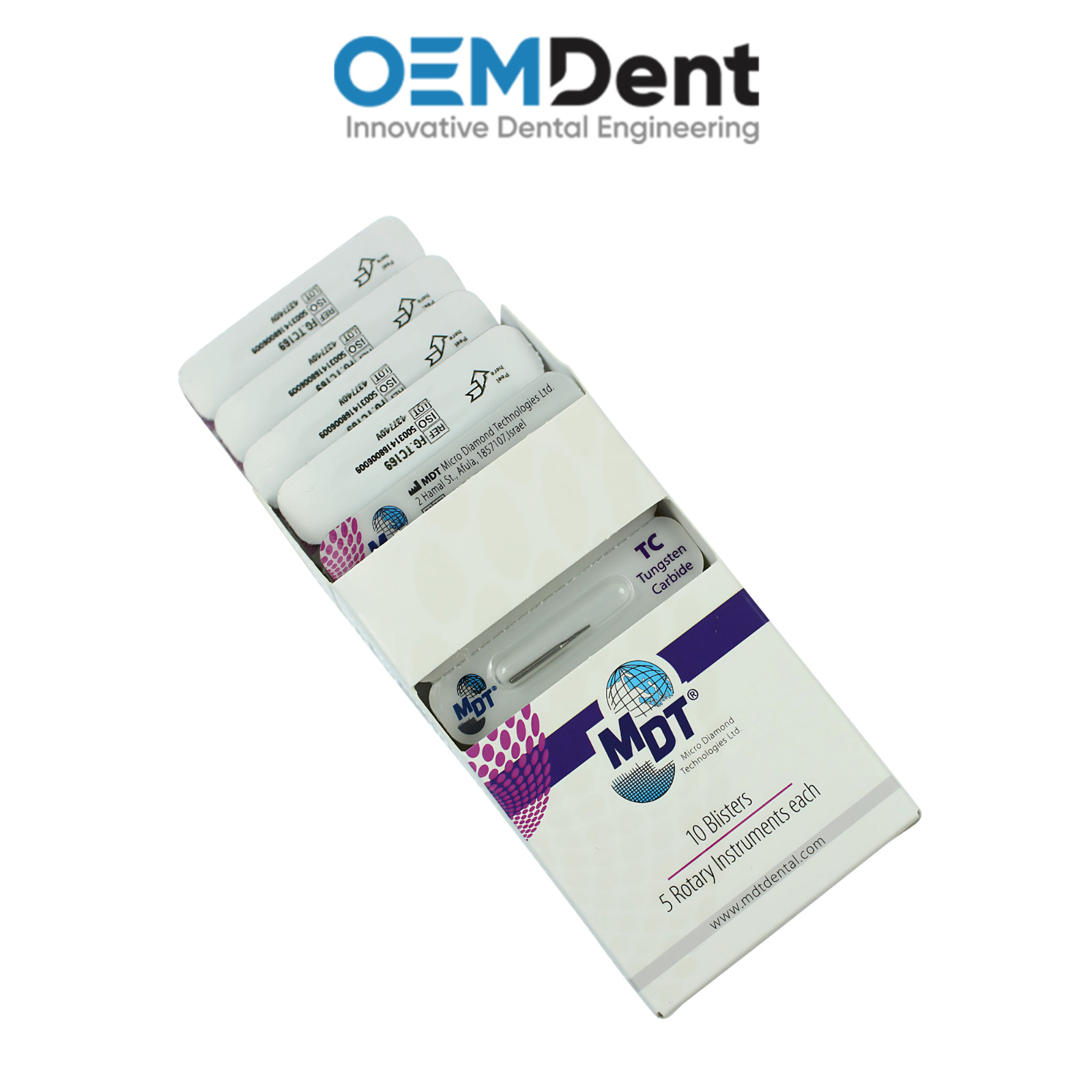 MDT Tapered Fissure Plain Cut FG Carbide Burs Tooth Prep Cavity Shaping L19.0mm