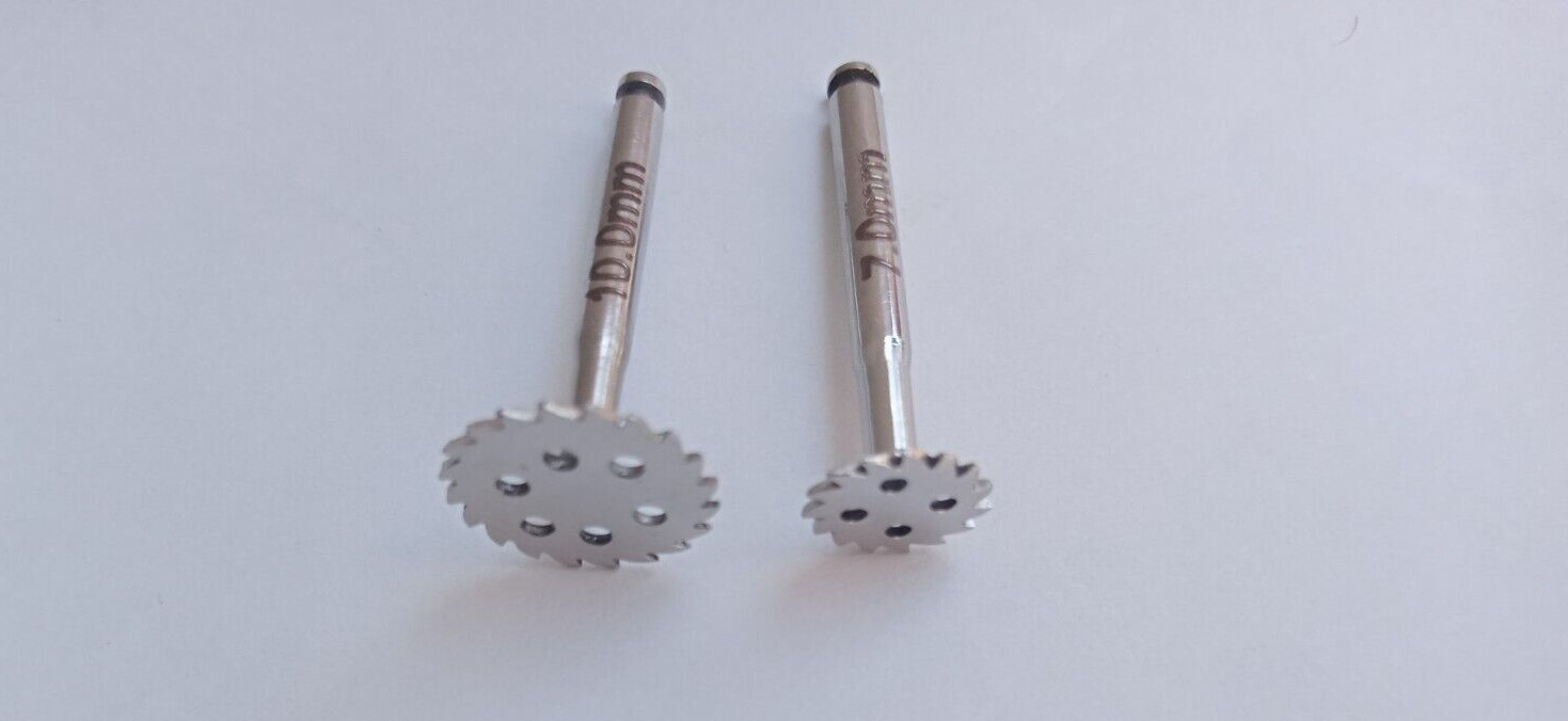 German 2pcs Set of Dental Implant Saw Disk Cutting tool 7mm 10mm 0.3mm disk