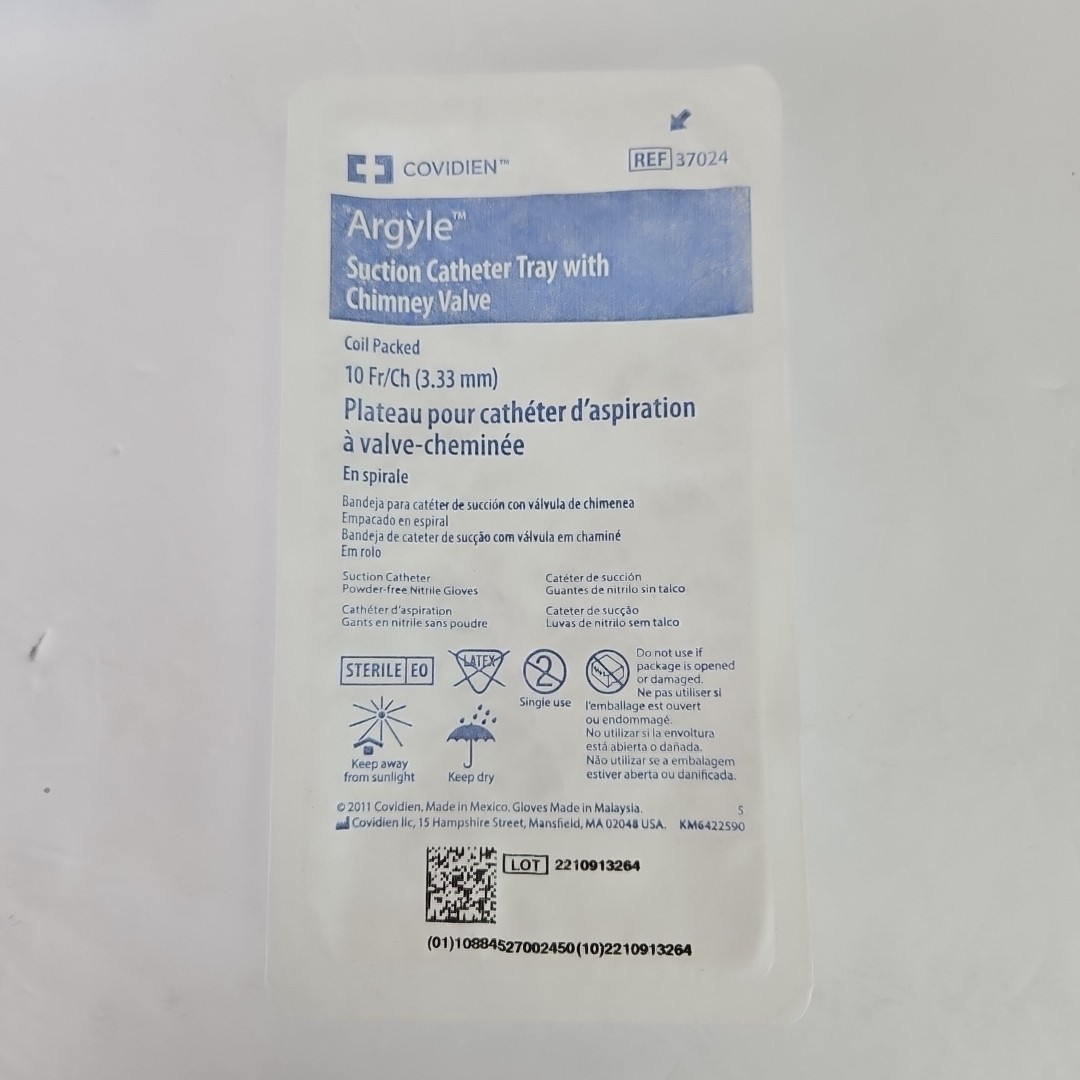 Argyle Covidien Suction Catheter Kit with Chimney Valve 3.33 mm 6 packs 37024