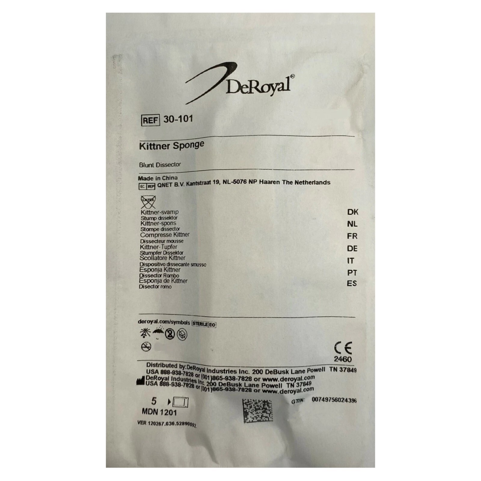 *25-Pack* DeRoyal Kittner Sponge Blunt Dissector Sterile 30-101