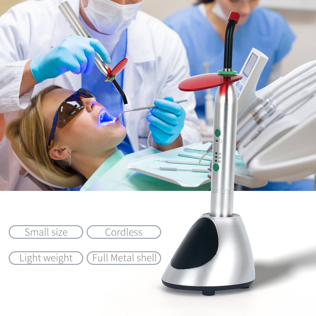 Dental Wireless LED Curing Lamp Light High Power Resin Cure Lamp