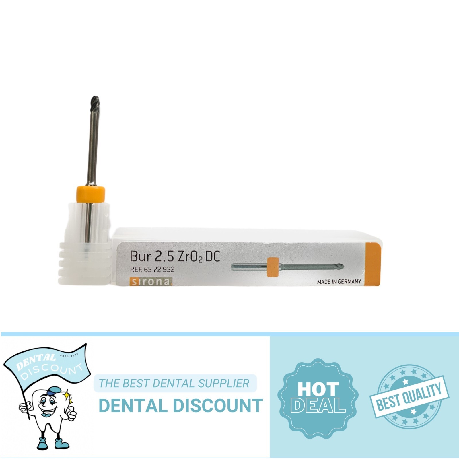 DENTSPLY SIRONA inLab MC X5 Bur 2.5 ZrO2 DC ,yellow! coated with fine diamond!!!