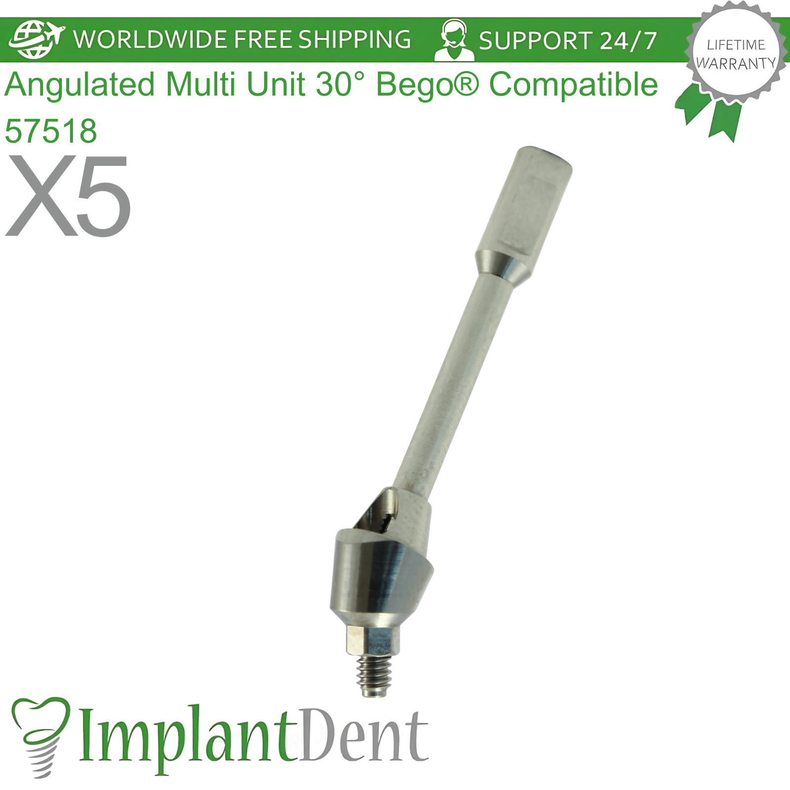 X5 Angulated Multi Unit 30° Bego® Compatible 57518 Dental Prosthetic Ø4.1mm