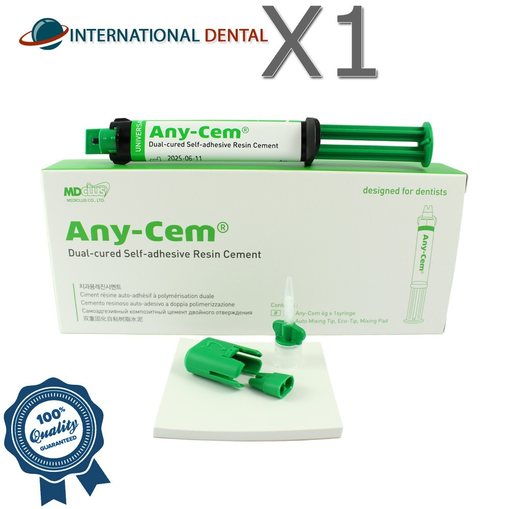 Dental MediClus Any-Cem® Dual Cure Material Cement Adhesive Syringe 6g