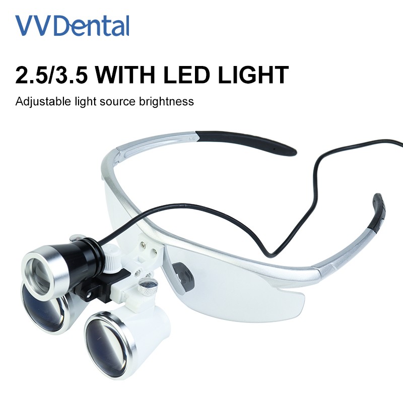 2.5X 3.5X Dentist Loupes Dental Binocular Glass Magnifier with 3W Led Light