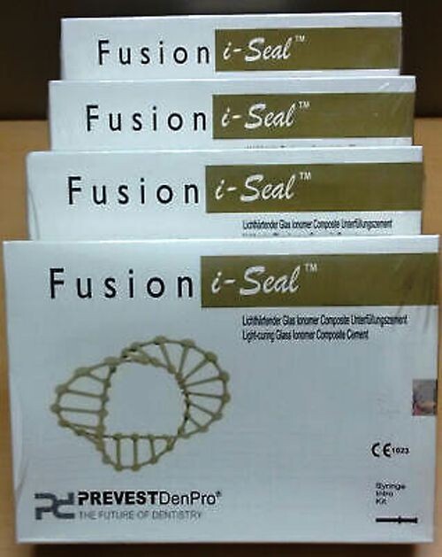 4 X FUSION I-SEAL FLOWABLE GLASS IONOMER COMPOSITE LIGHT CURE CEMENT LINER 4X2GM