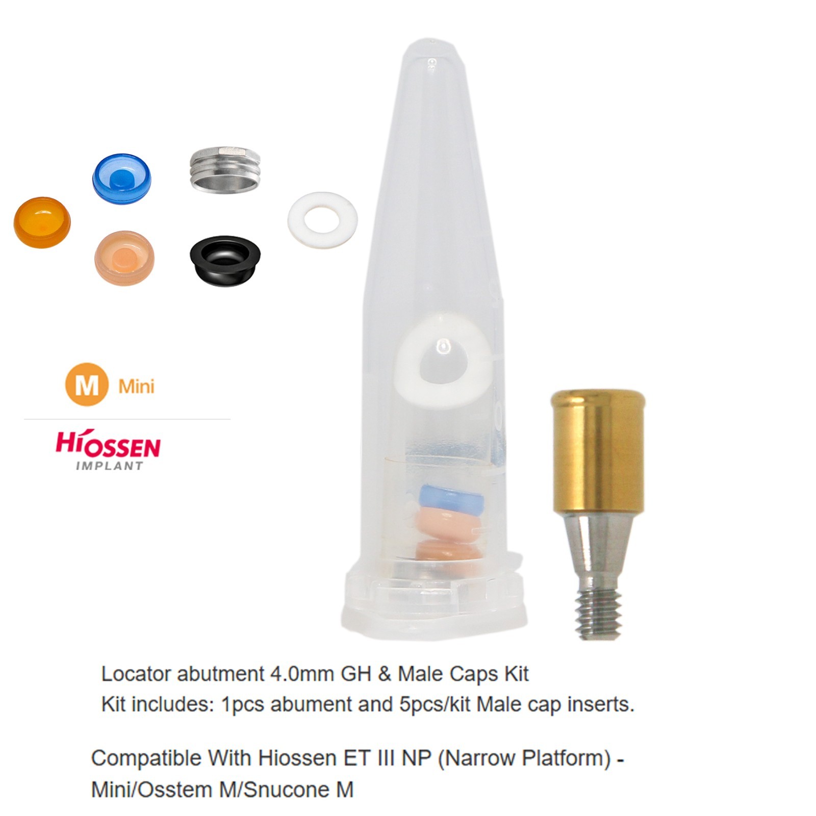 Locator Abutment fits 1-6.0mm HIOSSEN ET II/III SA Fixture Mini 3.5mm Platform