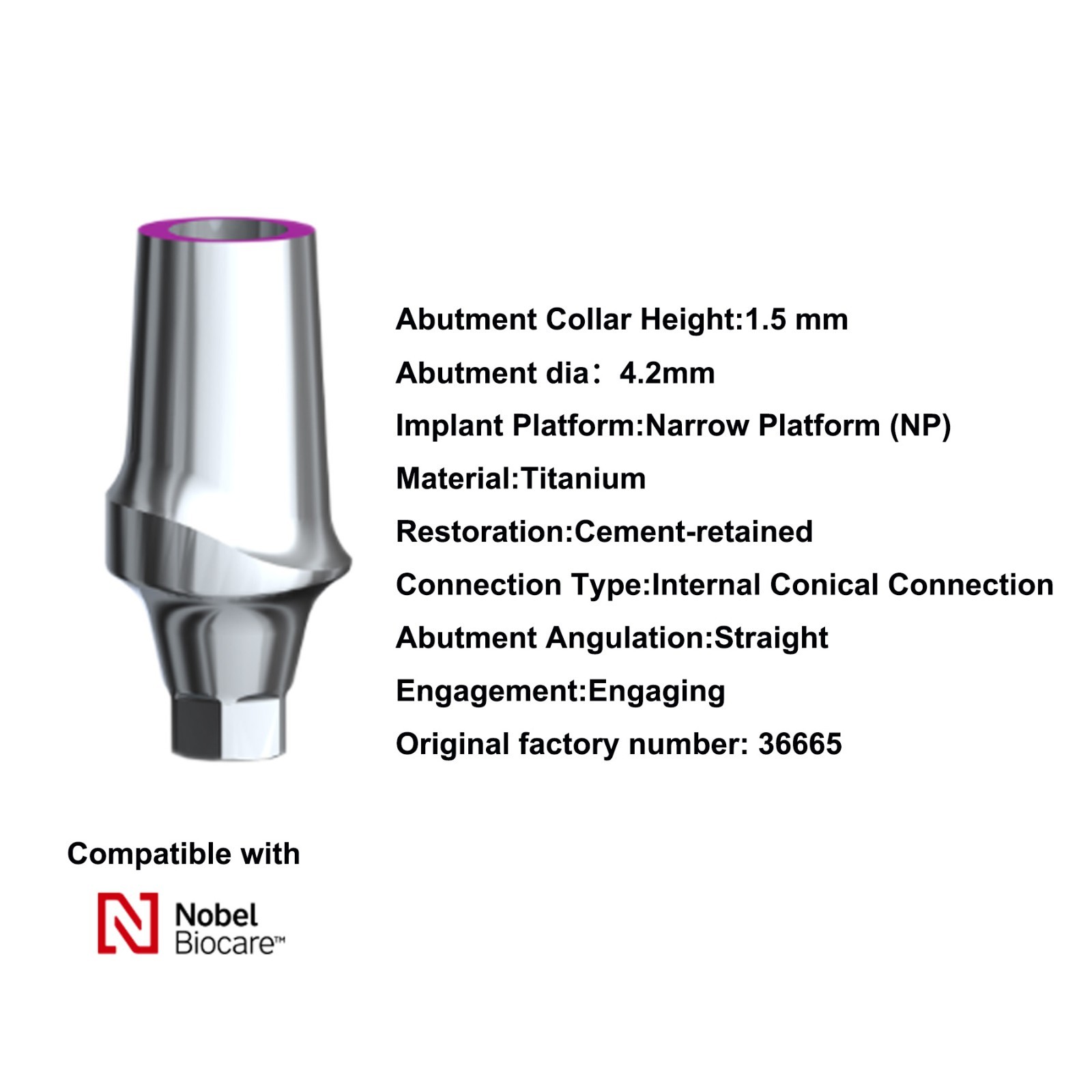 Dental Esthetic Abutment Conical Connection NP/RP/WP fits Nobel Active &CC Plat