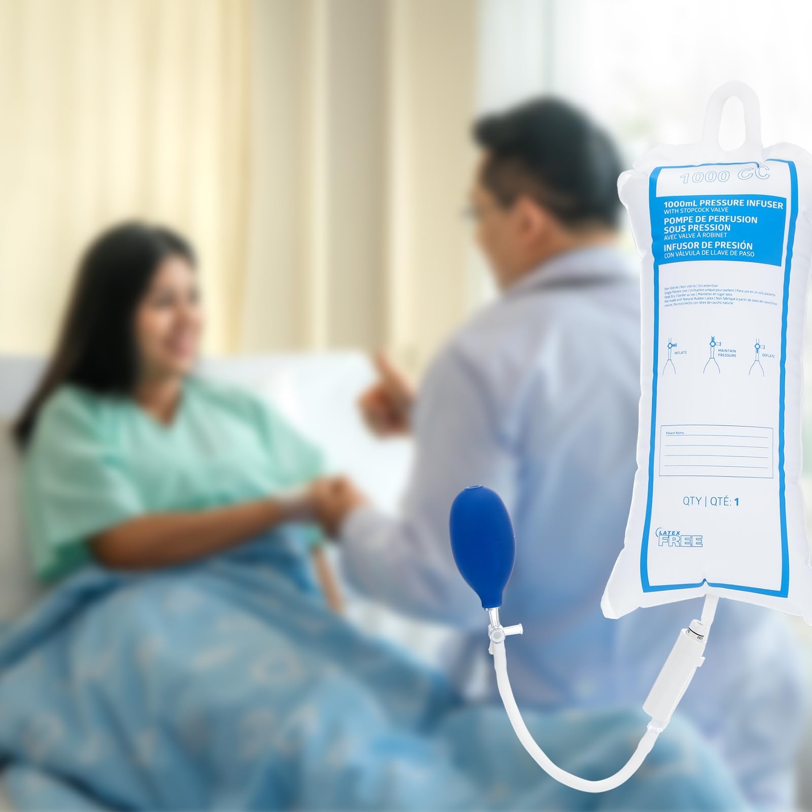 Geiserailie Pressure Infusion Bag 1000ml Iv Pole Sack with 3-way…