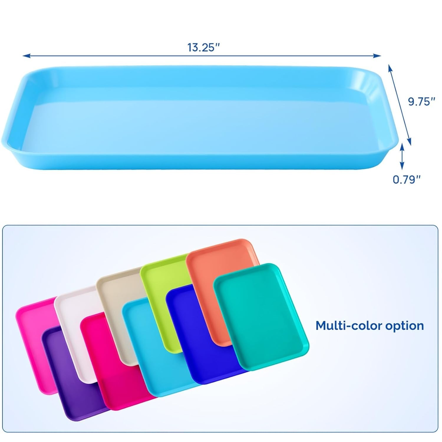 Sturdy Plastic Flat Tray Blue Medical Dental Lab Instrument Large 13.25