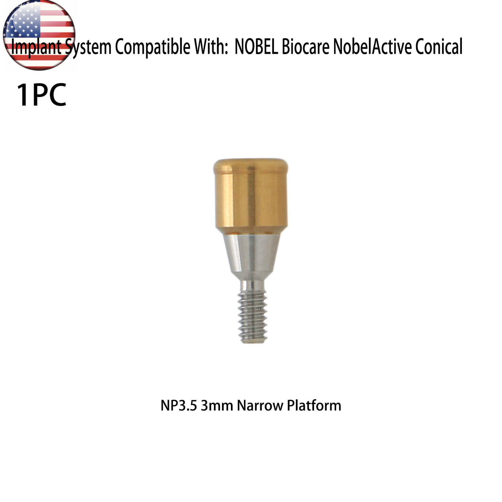 US Dental for Nobel NPØ3.5mm 3mm Locator Attachment Abutments Male Cap Removeble