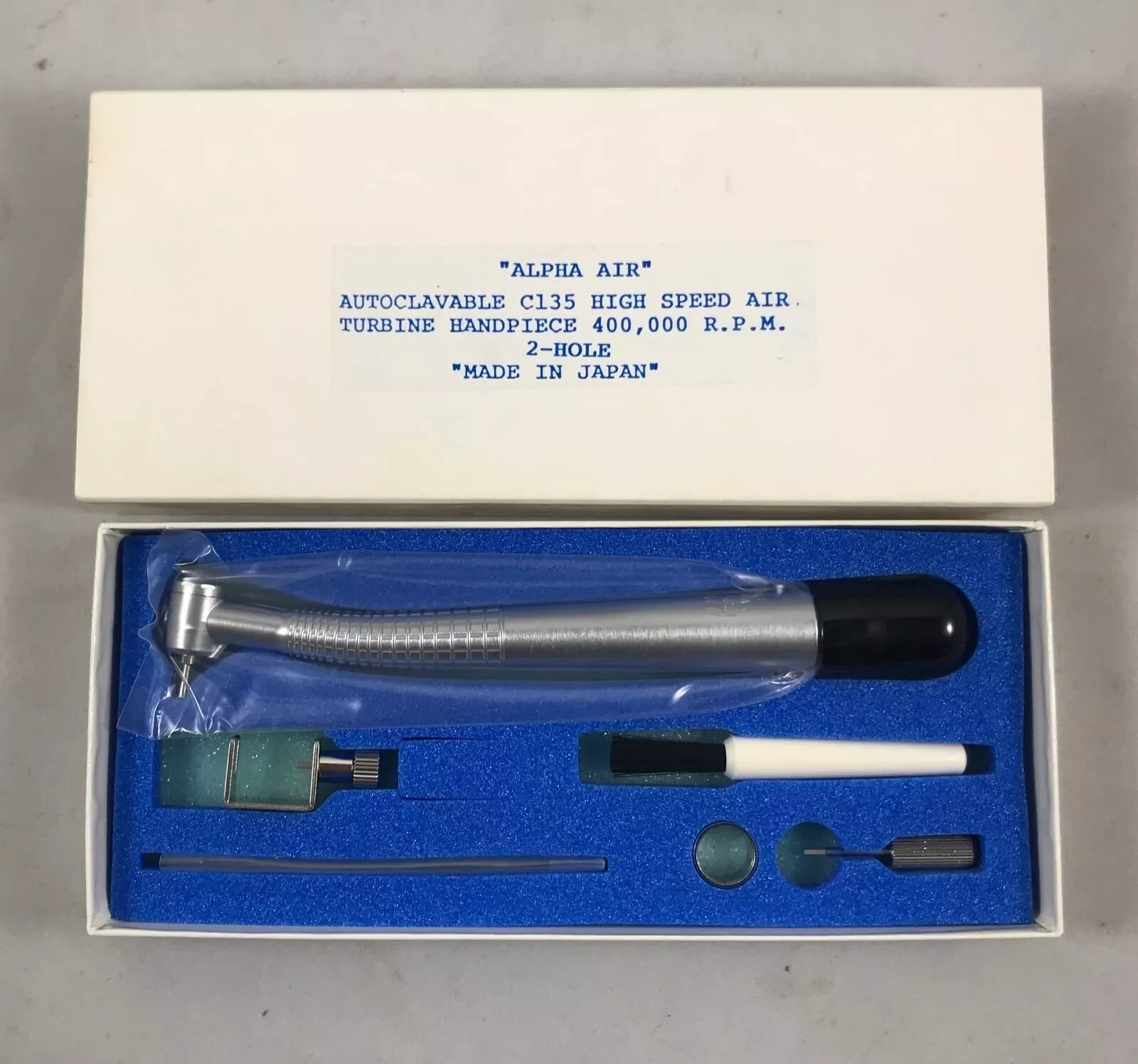 ALPHA AIR High Speed Handpiece 400,000 RPM 2-Hole w/2 to 4 Hole Adaptor – JAPAN