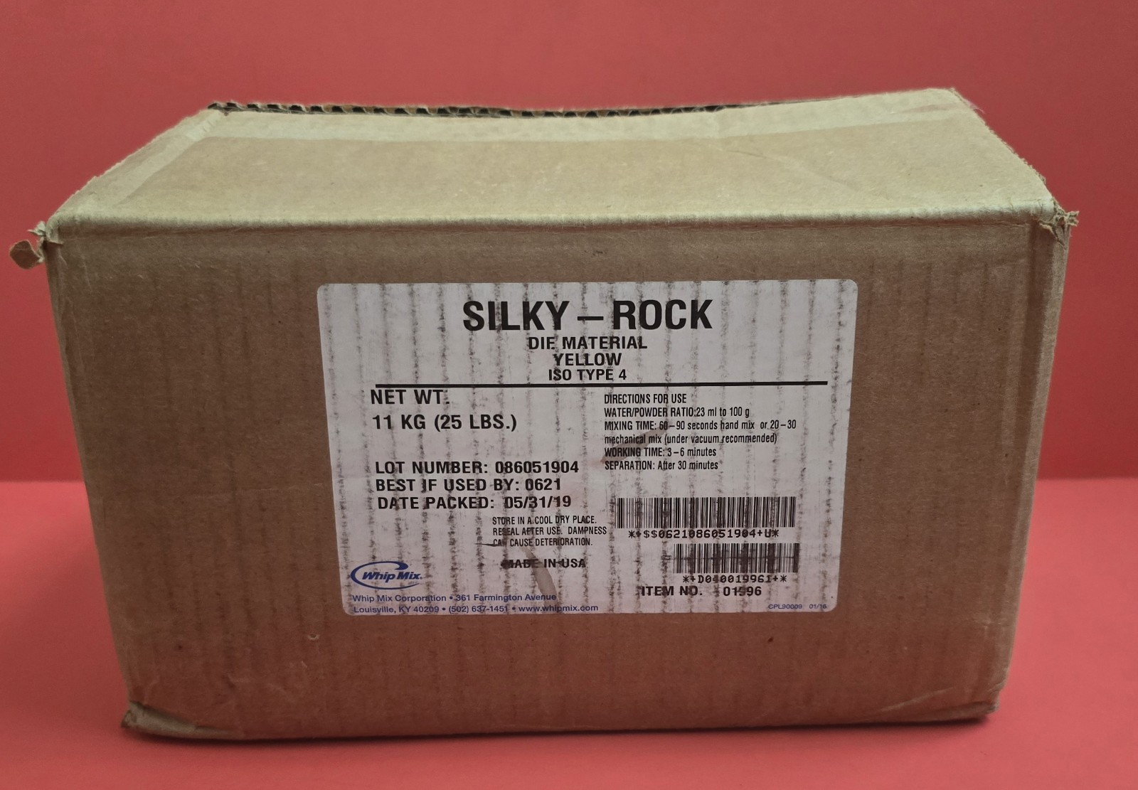 USED – 1-Pack- Whip Mix Silky-Rock Die Material ISO Type 4 Yellow 01996 – 19 LBS