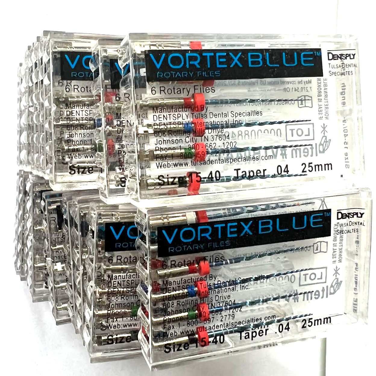 20pk 21mm .06 Asst Vortex Blue Rotary Files Dentsply Tulsa Dental Root 15-40