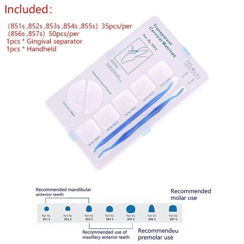 277 Pcs/Set Dental Transparent Cervical Matrices Composite Gingival Retractor