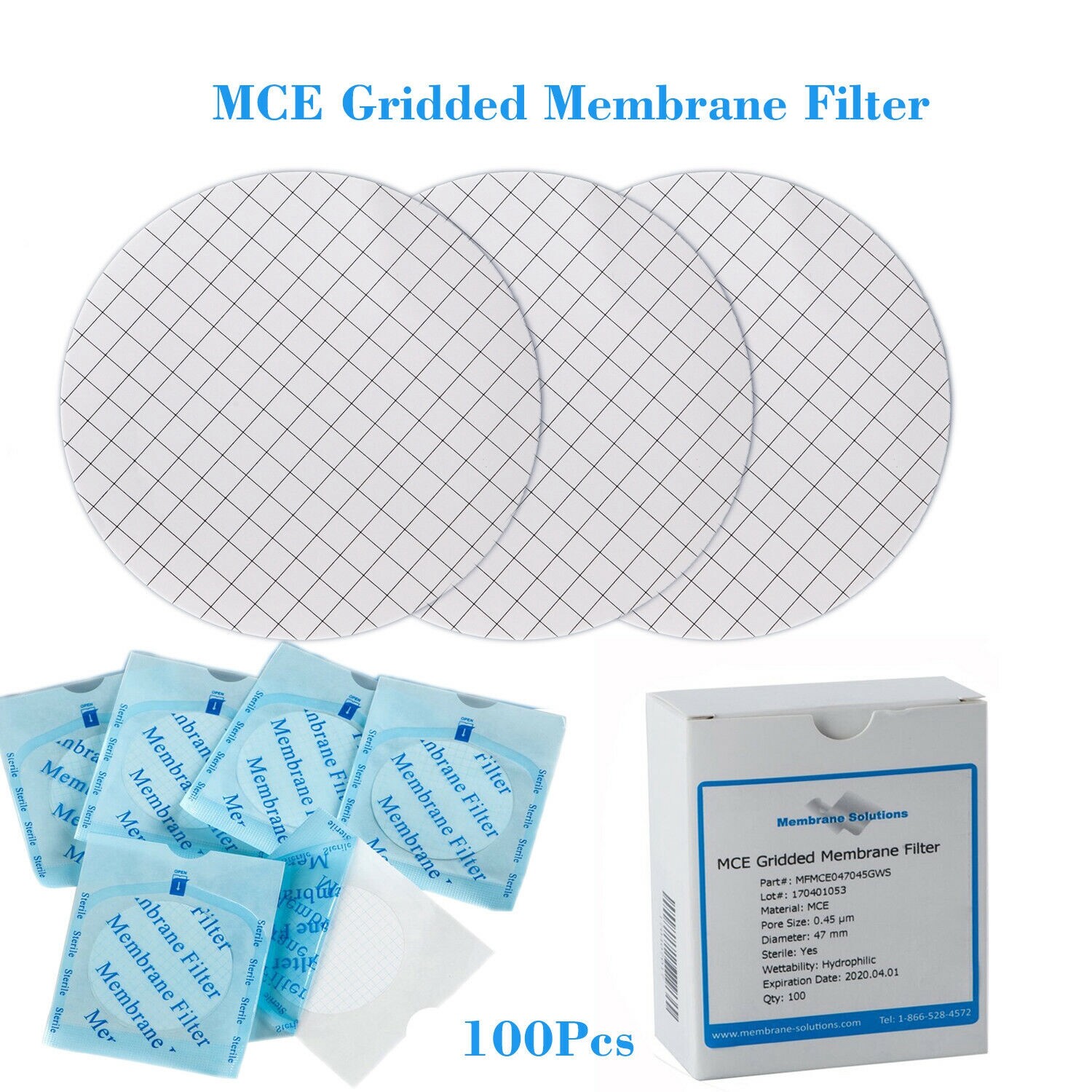 Simpure MCE Gridded Membrane Filter 47mm 0.45μm Sterile Mix Cellulose Ester