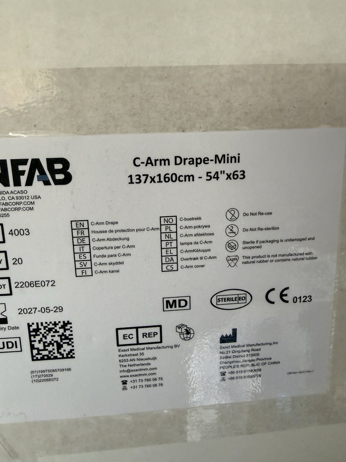 INFAB C-Arm Drape-Mini 137x160cm 4003 General Surgery Radiology