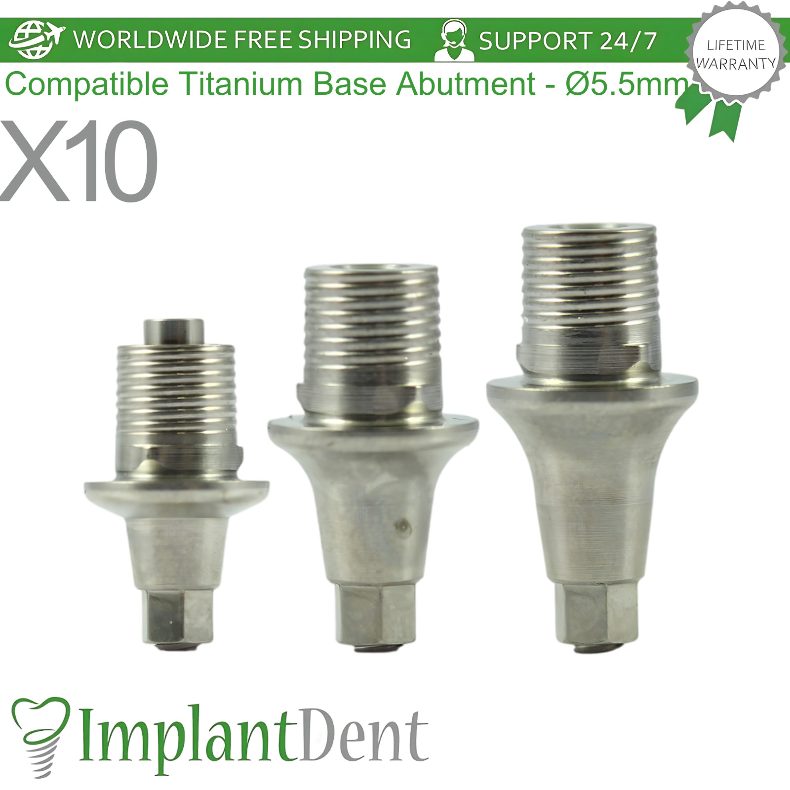X10 Dental Prosthetic Ø5.5mm Diameter Titanium Base Neodent GM Compatible