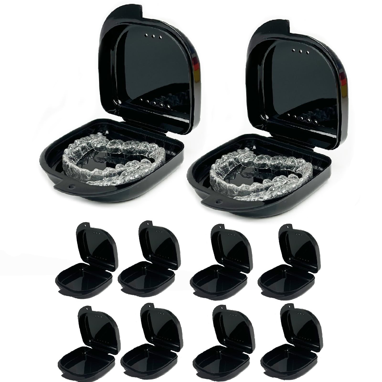 10 Pack Retainer Case,Dental Box 3.4 x 3.19 x 1.14 inches, Black