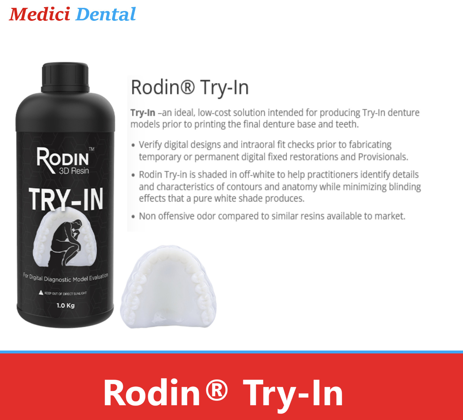 Dental Rodin® Try-In 3D Resin Printing Materials Diagnostic models, denture, 1kg