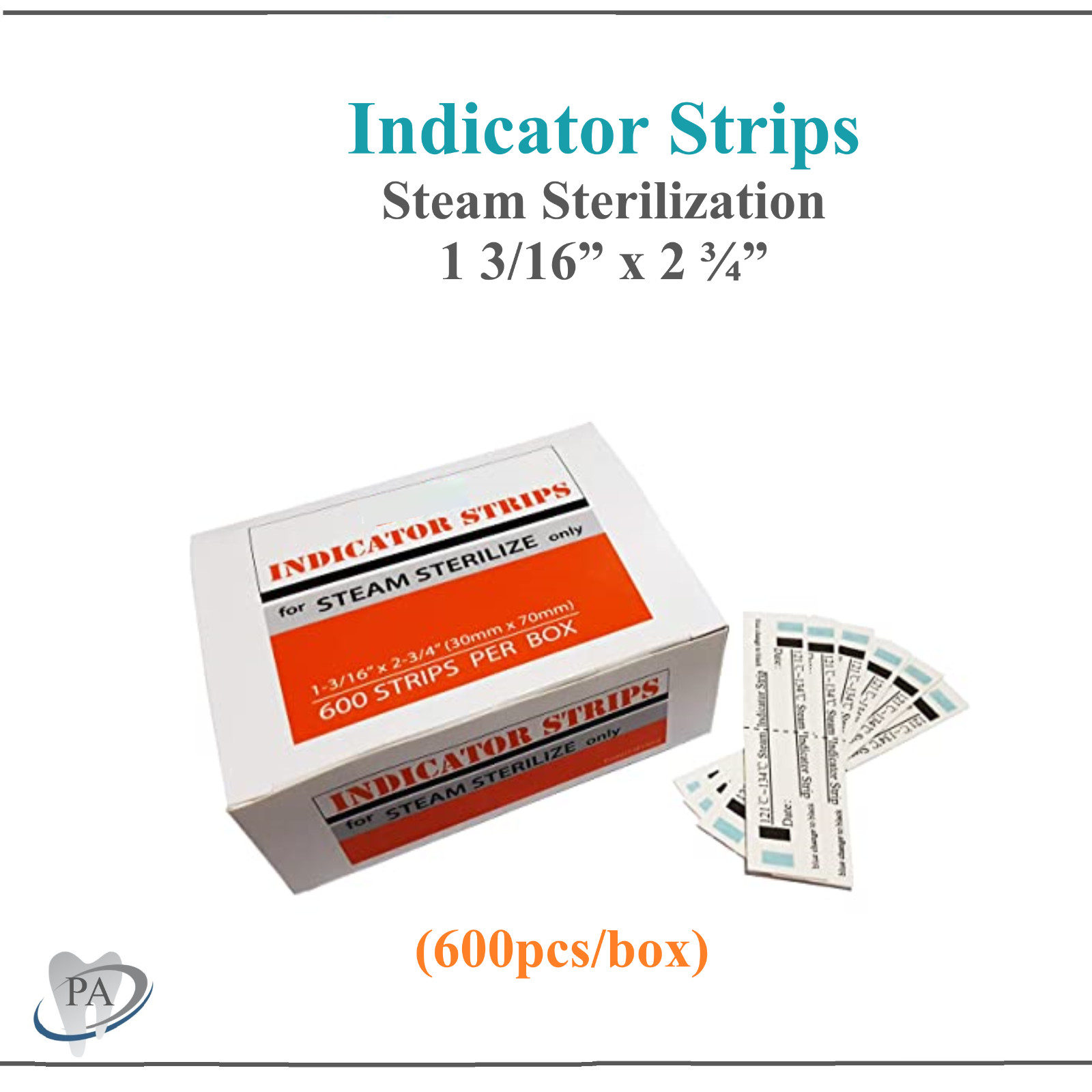 Dental Autoclave Indicator Strips, 1 3/16” x 2 ¾”, Steam Sterilization 1200/Pcs