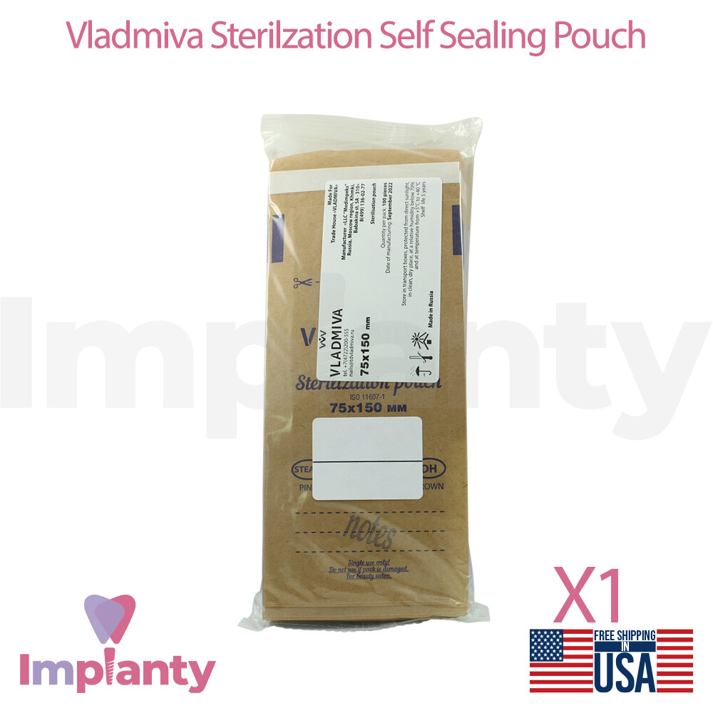 100pcs Dental Sterilization Self-Sealing Kraft Pouch 3 Sizes Dentistry