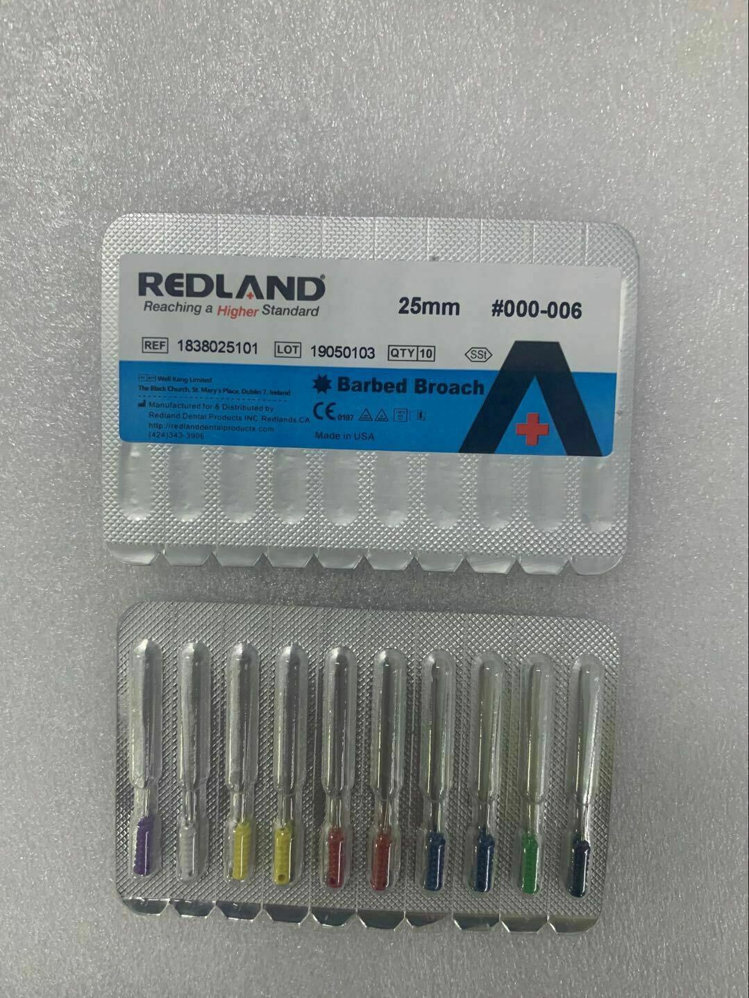 Redland Dental 30 pc. Blue #004 25 mm Endo Stainless Steel Barbed Broaches
