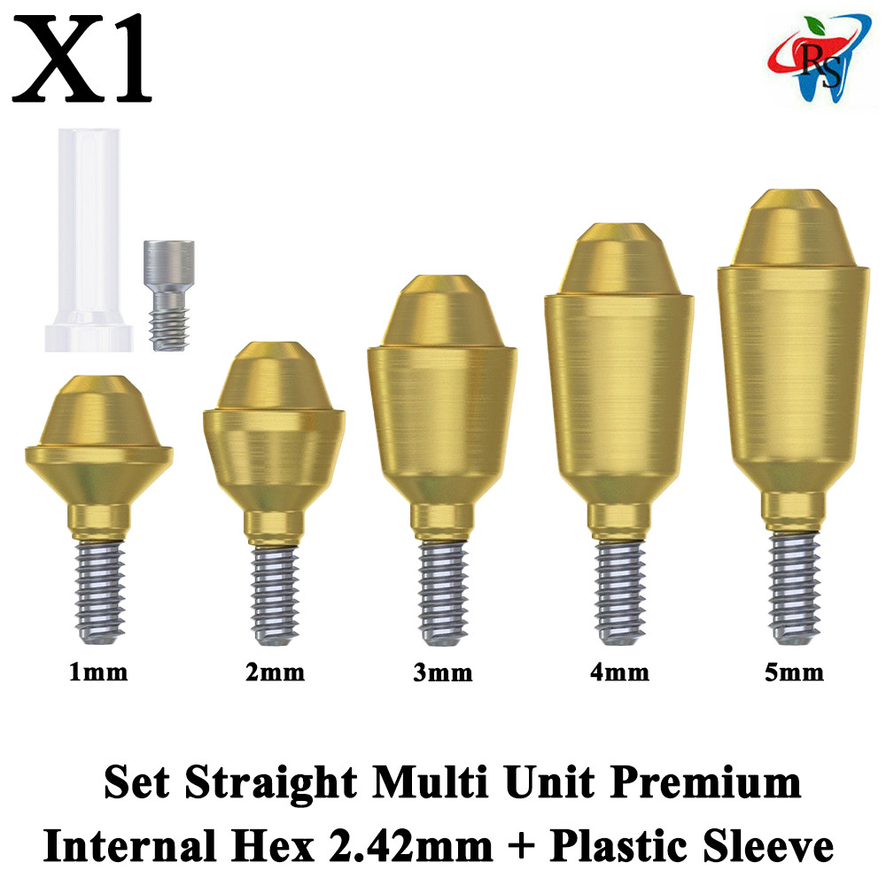 1x Set Dental Plastic Sleeve + Straight Multi-Unit 1.6 Standard Int Hex 2.42mm