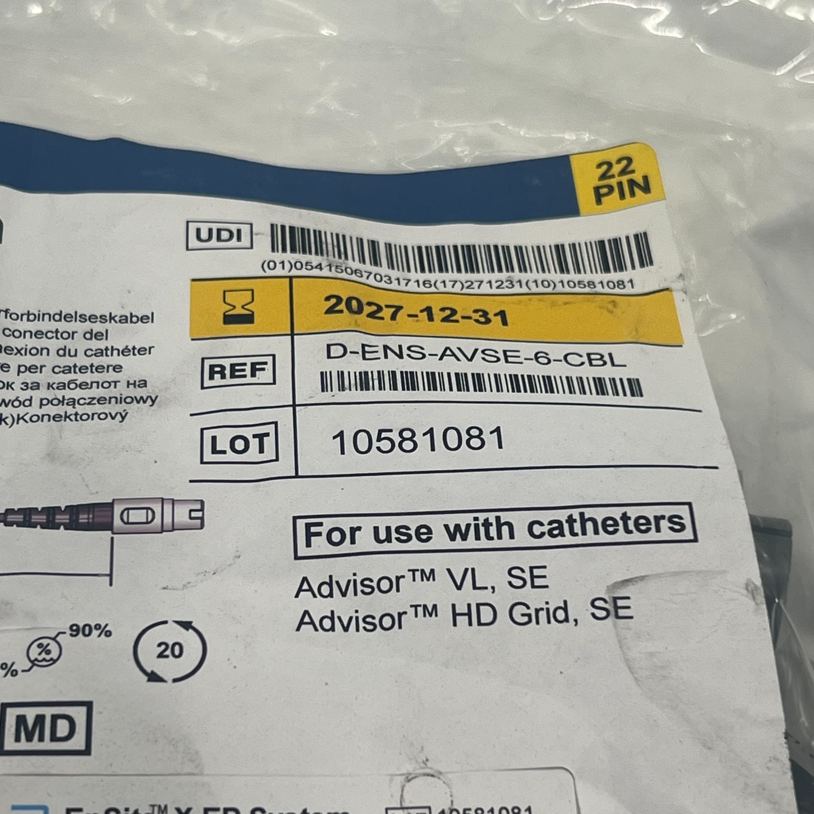 ABBOTT D-ENS-AVSE-6-CBL ENSITE X EP SYSTEM CONNECTOR CABLE 2027