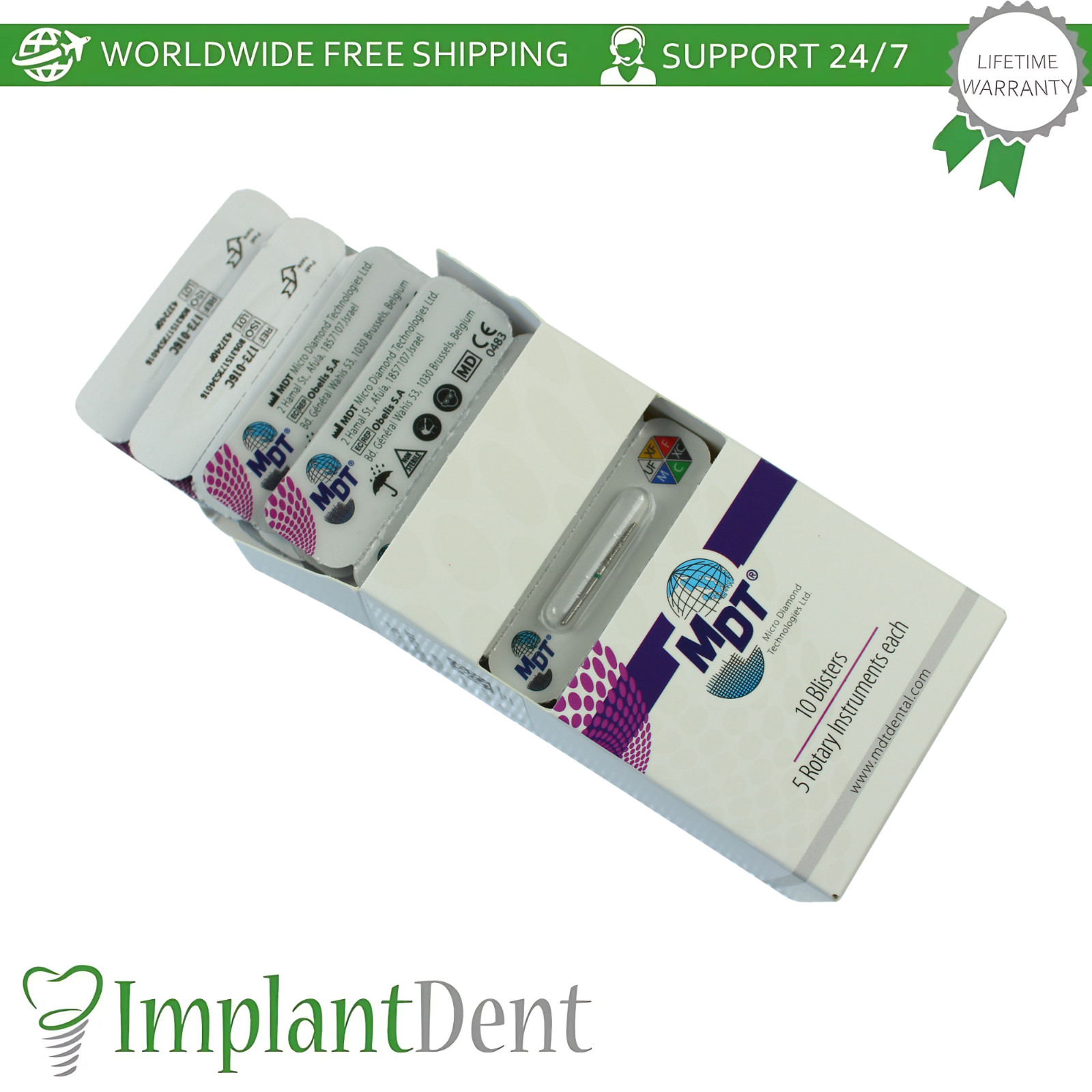 Dental MDT Flat End Taper 173 FG Diamond Burs Surface Shaping Restorative