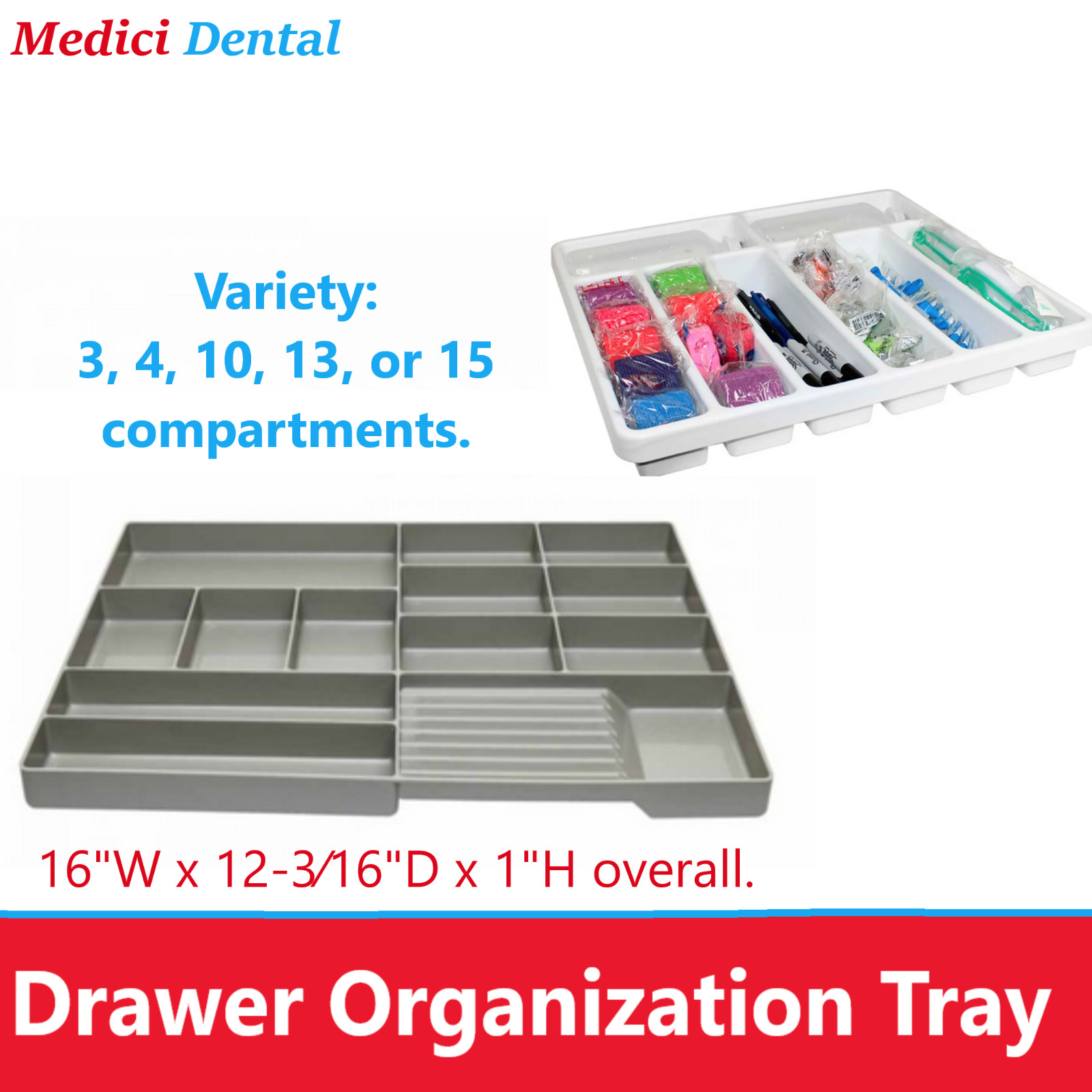 Dental Procedure Cart Drawer Organization Tray – Various Storage Options