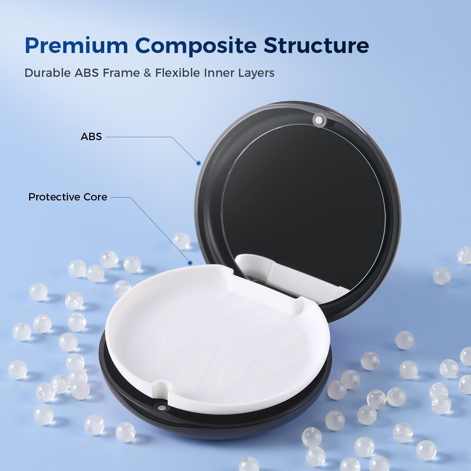 JMU Retainer Case, Mouth Guard Case with Compact (3.3 x 0.98 inches), Black