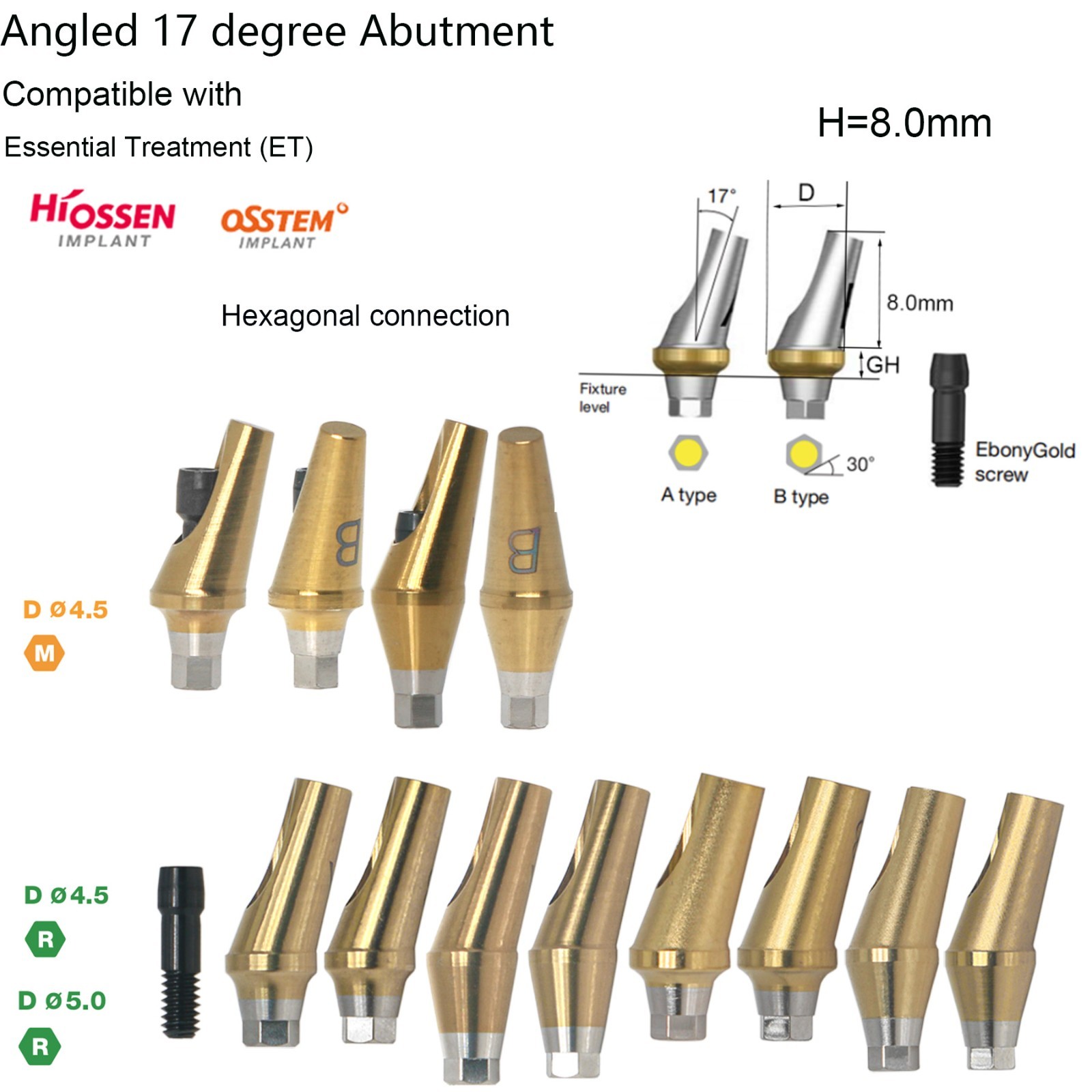 Hiossen ET Dental zest Locator/Healing/Straight/Angulated Abutment Mini/Regular