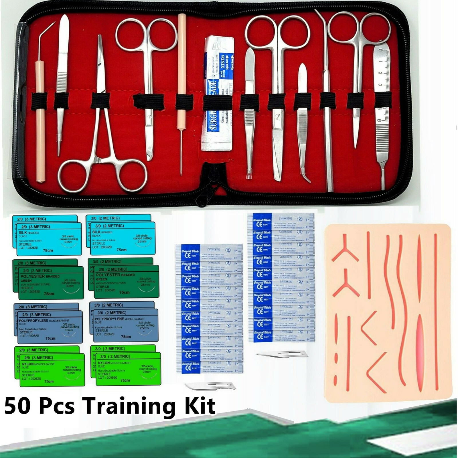 50 piece Practice Suture Kit for Medical and Veterinary Student Training