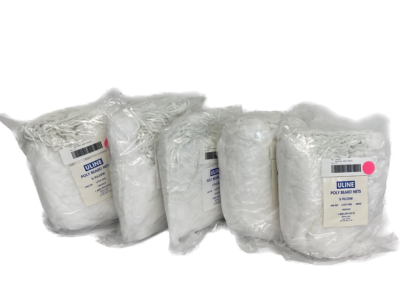 (500) ULINE Polypropylene Beard Nets White One-Size Latex-Free S-9635W